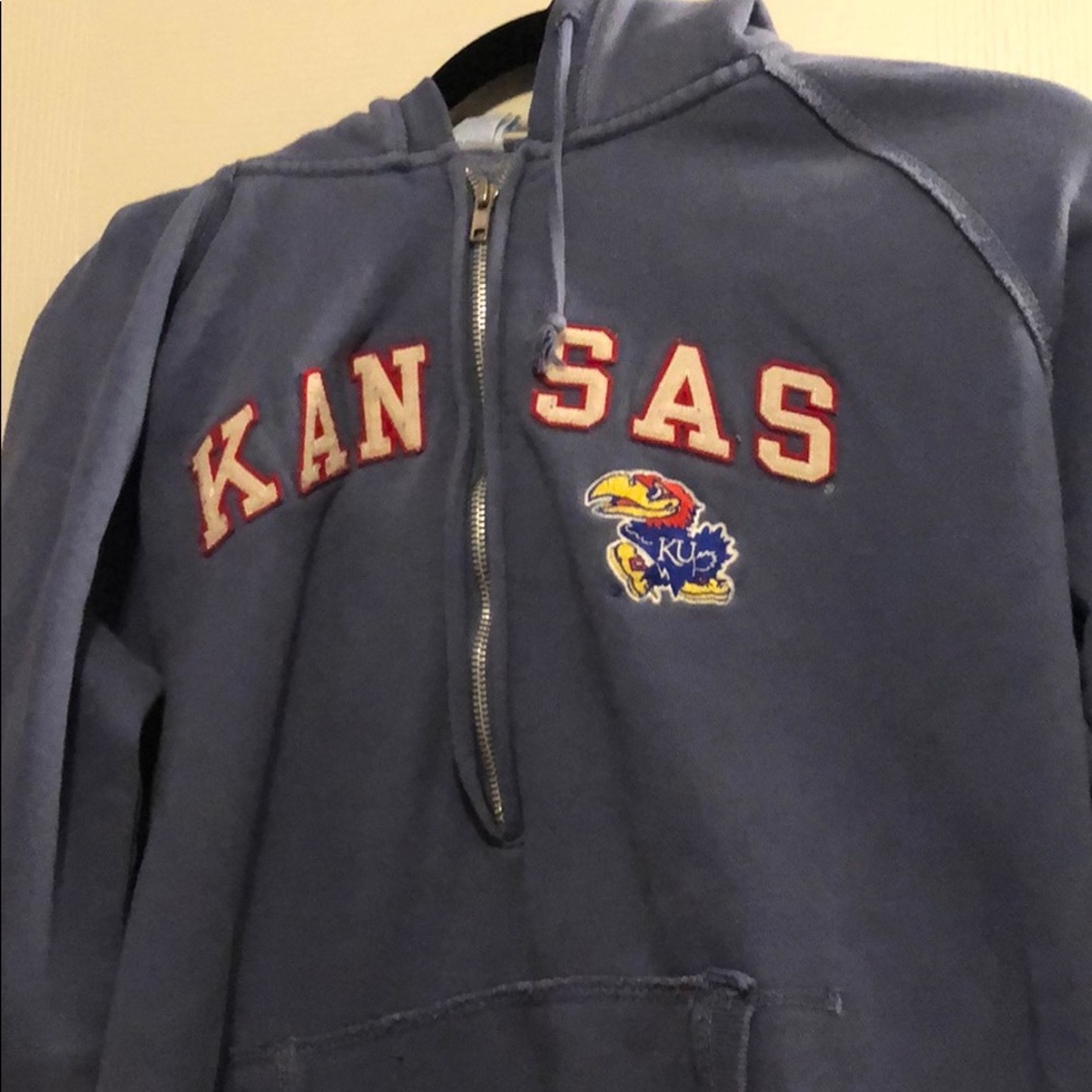 KU 3/4 Zip hooded Sweatshirt with front pocket